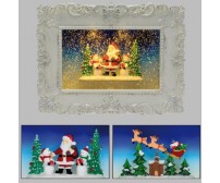 Quadro Babbo Natale da tavolo con glitter effetto nevicata 